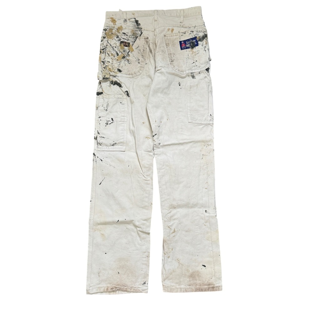 Dickies Mens White Painted Distressed Carpenter Pants 32x34 Sherwin Williams